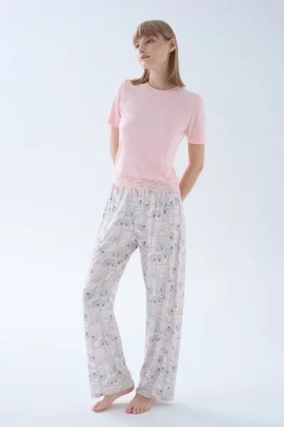 Kadın Yaka Yırtmaçlı Kaşkorse Pijama Takımı