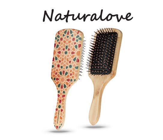 Naturalove Baskılı Ahşap Saç Fırçası