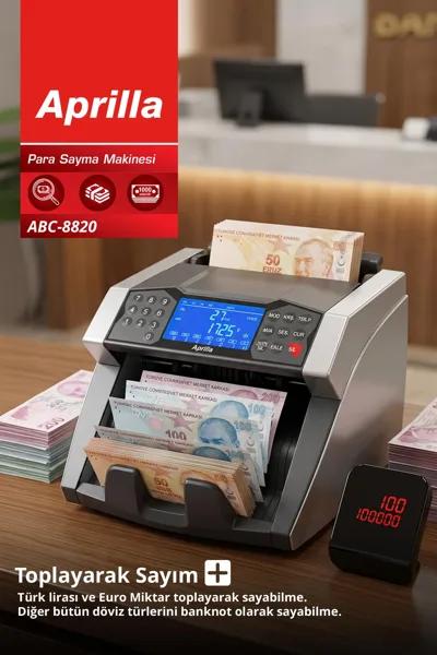 Aprilla ABC-8820 Sahte Para Tespitli Toplayarak Sayan Para Sayma Makinesi