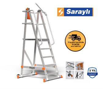 SARAYLI KATLANABİLİR TEKERLEKLİ PLATFORM MERDİVEN