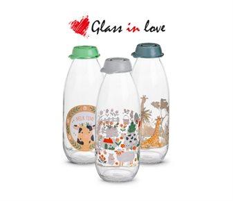GLASS IN LOVE DESENLİ CAM SÜT ŞİŞESİ ~1000 ml