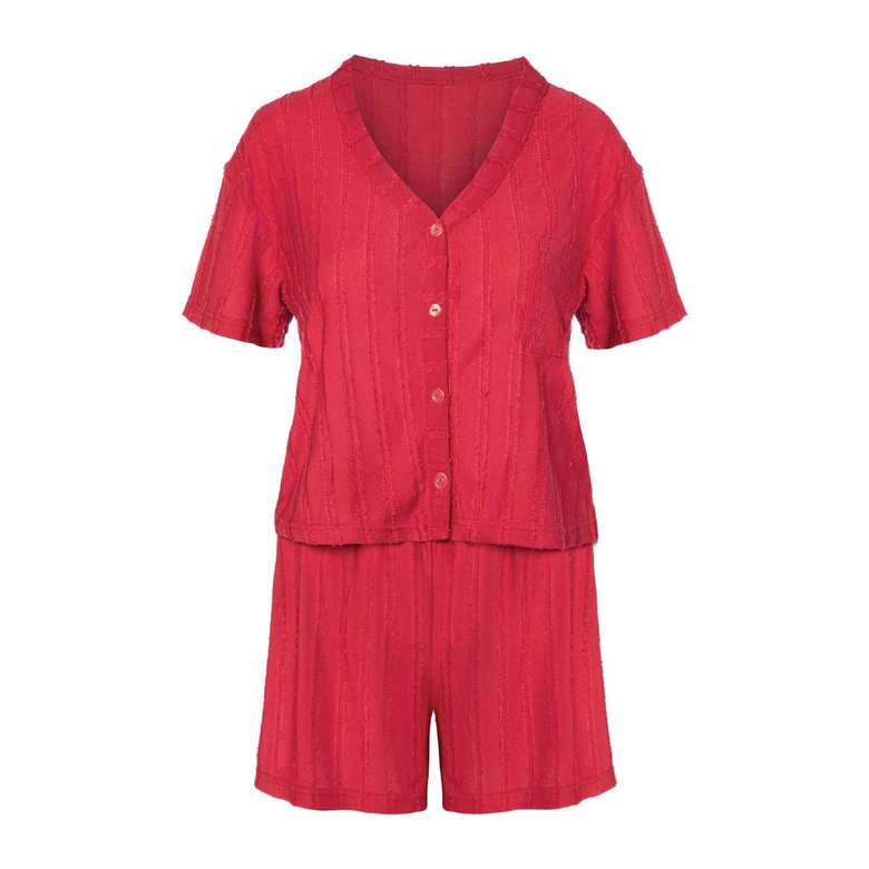 A101 Silk & Blue Saçaklı Düğmeli Yarım Kollu Şortlu Kadın Pijama Takımı Bordo Yorumları ve Özellikleri